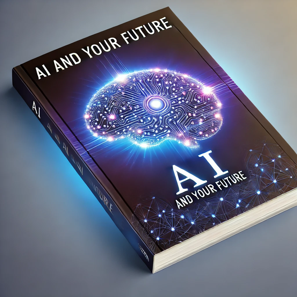 DALL·E 2024-12-20 09.35.48 - An e-book cover for the title 'AI and Your Future.' The design should be sleek, modern, and futuristic, featuring a glowing AI brain or neural network